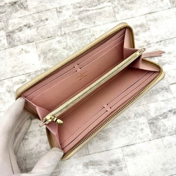 Authentic Louis Vuitton Damier Azur Clemence Zippy Wallet Rose Ballerine Pink - Picture 13 of 13
